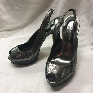 Enzo ANGIOLINI, platform heels, size 5 pewter